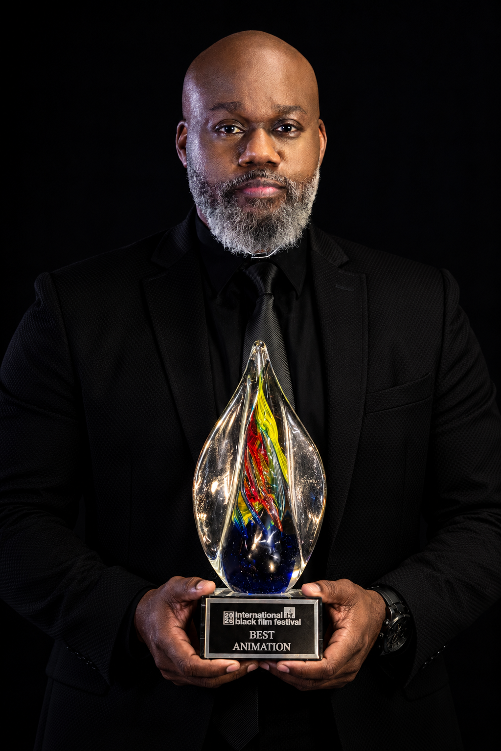 Charles M. West holding the Best Animation award from Nashville IBFF 2026